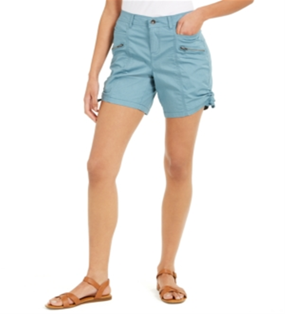 Style & Co Women's Zip Pocket Cargo Shorts Blue Size 10
