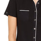 Karen Scott Women's Cotton Piping Button Top Black Size X-Large