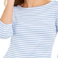 Charter Club Women's 3/4 Sleeve Striped Top -Blue Size Medium