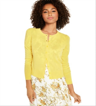 Charter Club Women's Cashmere Essential Cardigan Yellow Size Medium