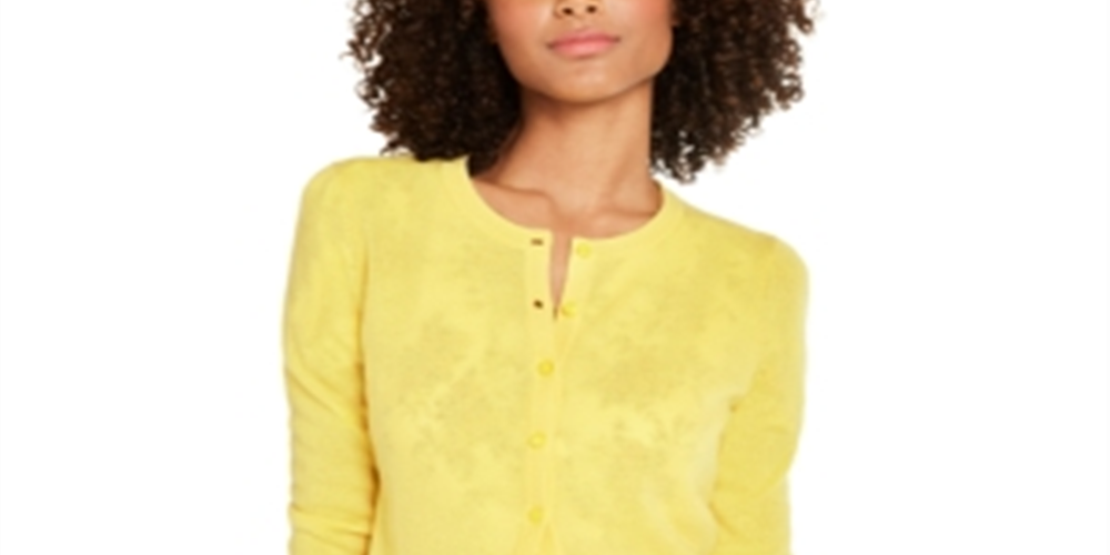 Charter Club Women's Cashmere Essential Cardigan Yellow Size Medium