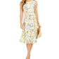 Charter Club Women's Floral Print MIDI Knit Dress Yellow Size X-Large