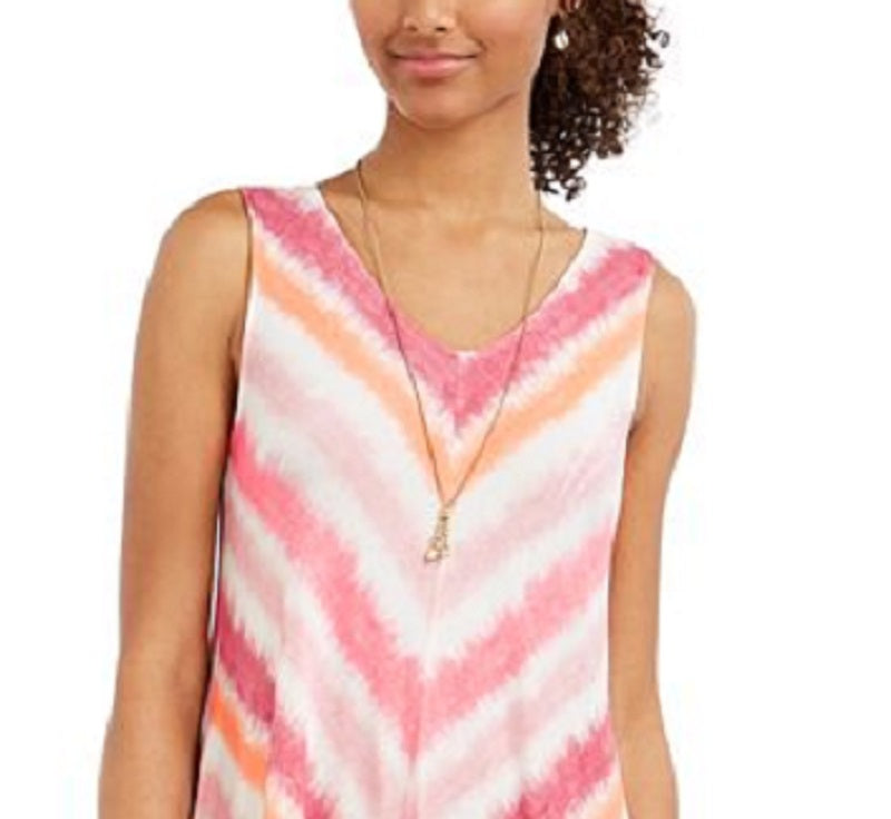 Style & Co Women's Printed Sleeveless Swing Dress Pink Size Small