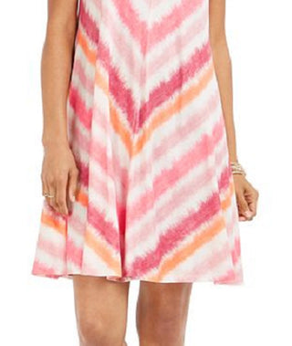 Style & Co Women's Printed Sleeveless Swing Dress Pink Size Small