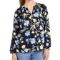 Charter Club Women's Floral Print Georgette Blouse Blue Size X-Small