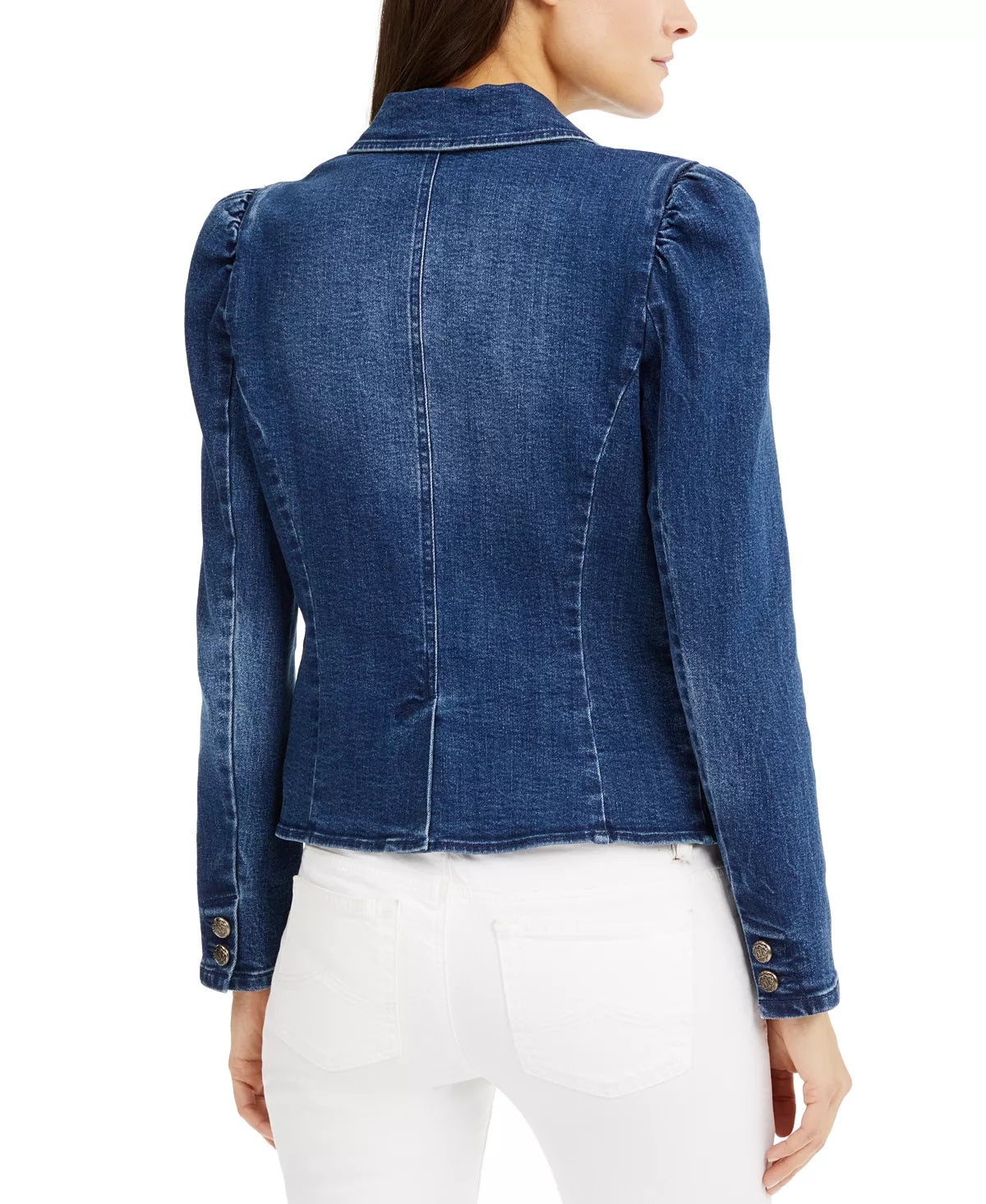 INC International Concepts Women's Puff Sleeve Blazer Blue Size Medium