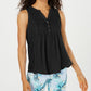 Charter Club Women's Sleeveless Pintuck Blouse Black Size X-Large