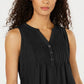Charter Club Women's Sleeveless Pintuck Blouse Black Size X-Large