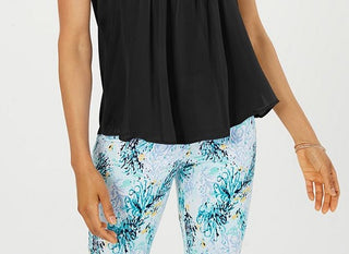 Charter Club Women's Sleeveless Pintuck Blouse Black Size X-Large