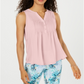 Charter Club Women's Sleeveless Pintuck Blouse Pink Size XX-Large