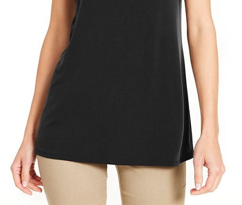 Alfani Women's Solid Sleeveless Tank Top Black Size Medium