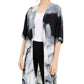 Alfani Women's Abstract Print Long Cardigan Sweater Gray Size Large