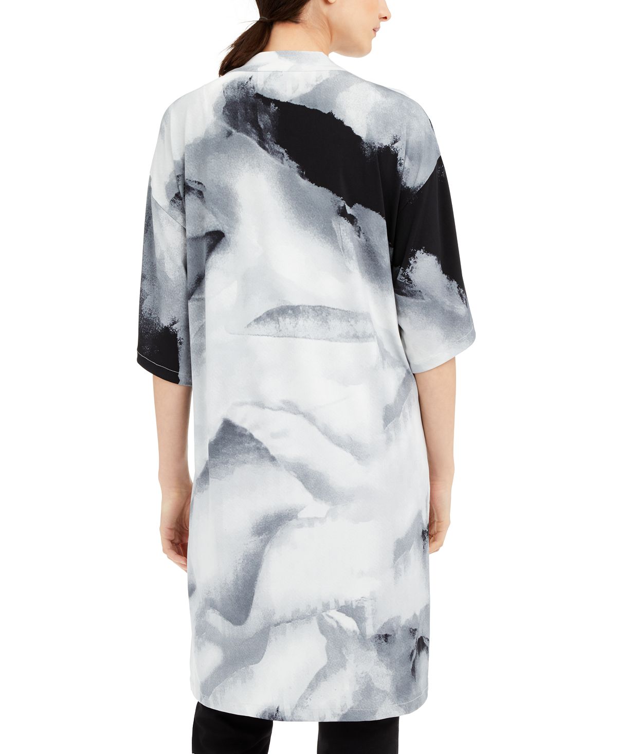 Alfani Women's Abstract Print Long Cardigan Sweater Gray Size Large