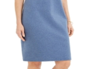 Karen Scott Women's Cotton Cuffed Sleeve Dress Blue Size X-Small