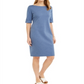Karen Scott Women's Cotton Cuffed Sleeve Dress Blue Size X-Small