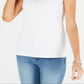 Karen Scott Women's Lattice Neck Tank Top White Size Small