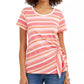 Style & Co Women's Bright Pink Striped Tie-Side Top Size Medium