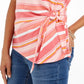 Style & Co Women's Bright Pink Striped Tie-Side Top Size Medium