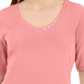Karen Scott Women's Button Detail V Neck Top Pink Size Large