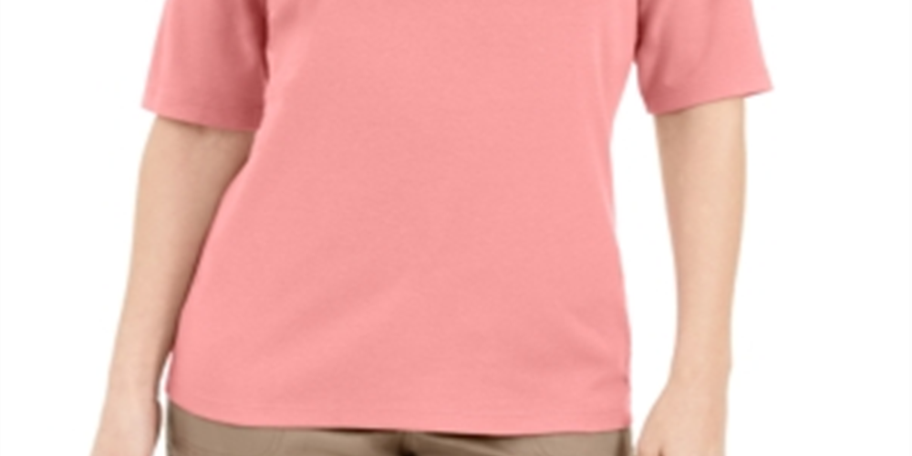 Karen Scott Women's Button Detail V Neck Top Pink Size Large