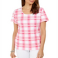 Karen Scott Women's Printed Scoop Neck Top Pink Size Large