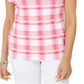 Karen Scott Women's Printed Scoop Neck Top Pink Size Large