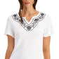 Karen Scott Women's Split Neck Top White Size Petite X-Large