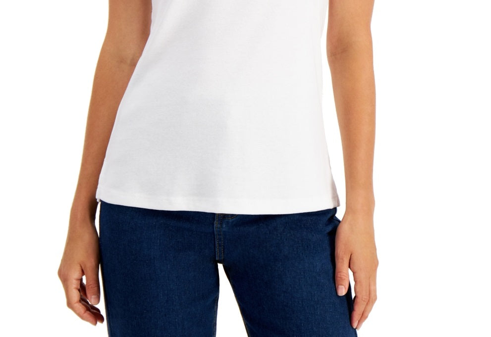 Karen Scott Women's Split Neck Top White Size Petite X-Large