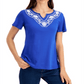 Karen Scott Women's Blue Split Neck Top Size Petite Small