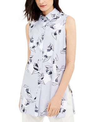 Alfani Women's Printed Tunic Gray Size Medium