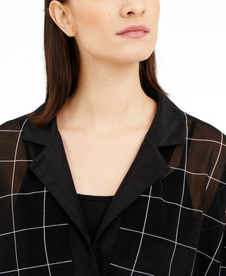 Alfani Women's Sheer Printed Long Sleeve V Neck Hi Lo Evening Top Black Size X-Large