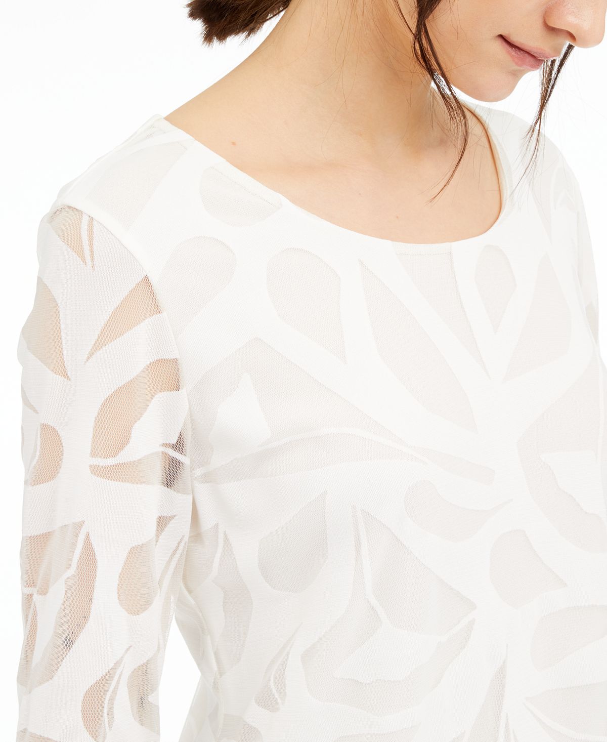 Alfani Women's Tunic Split Hem Scoop Neck Blouse White Size Medium