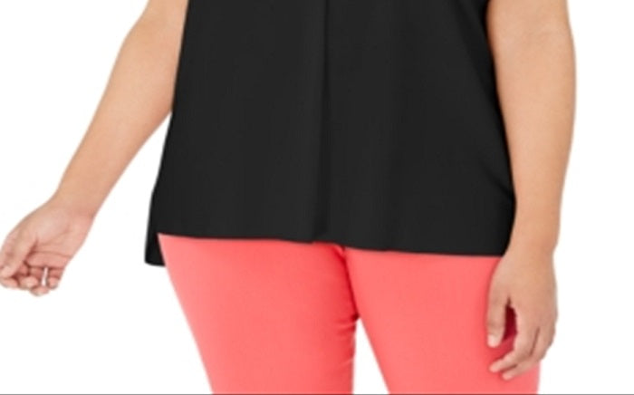 Alfani Women's Plus V Neck Stretch Blouse Black Size 1X