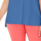 Alfani Women's Plus Split Neck Short-Sleeve Top Blue Size 1X
