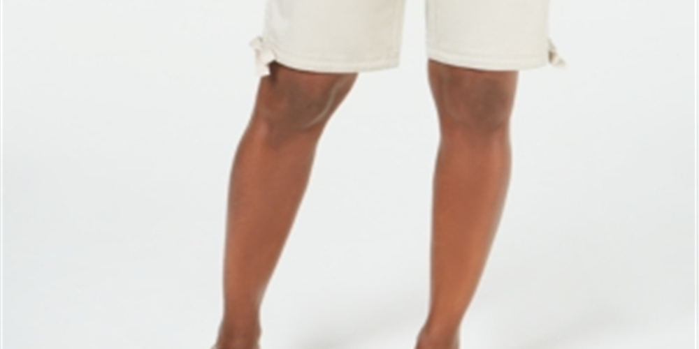 Karen Scott Women's Solid Tie Cuff Shorts Beige Size 10