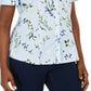 Karen Scott Women's Cotton Floral Print Shirt Blue Size Large