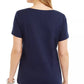 Karen Scott Women's Navy Embellished Pineapple T-Shirt Size Medium