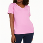 Karen Scott Women's Cotton Scalloped V Neck T-Shirt Pink  Size XX-Large