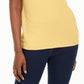 Karen Scott Women's Cotton Scalloped V Neck T-Shirt Yellow Size X-Small