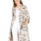 INC International Concepts Women's Pocketed Floral Trench Jacket Brown Size X-Large