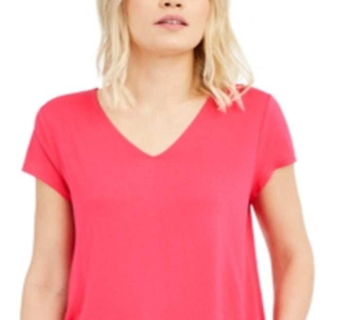 Alfani Women's Knit V Neck T-Shirt Pink Size X-Large