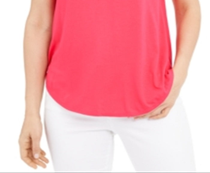 Alfani Women's Knit V Neck T-Shirt Pink Size X-Large