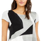 Alfani Women's Printed T-Shirt Gray Size Large