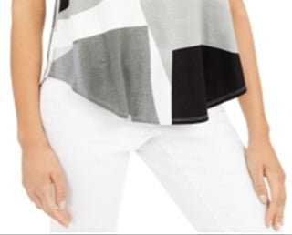 Alfani Women's Printed T-Shirt Gray Size Large