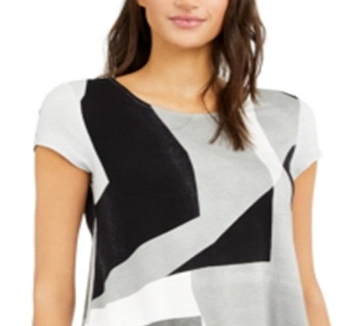 Alfani Women's Printed T-Shirt Gray Size X-Large