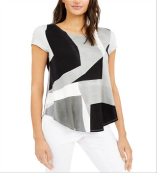 Alfani Women's Printed T-Shirt Gray Size X-Large