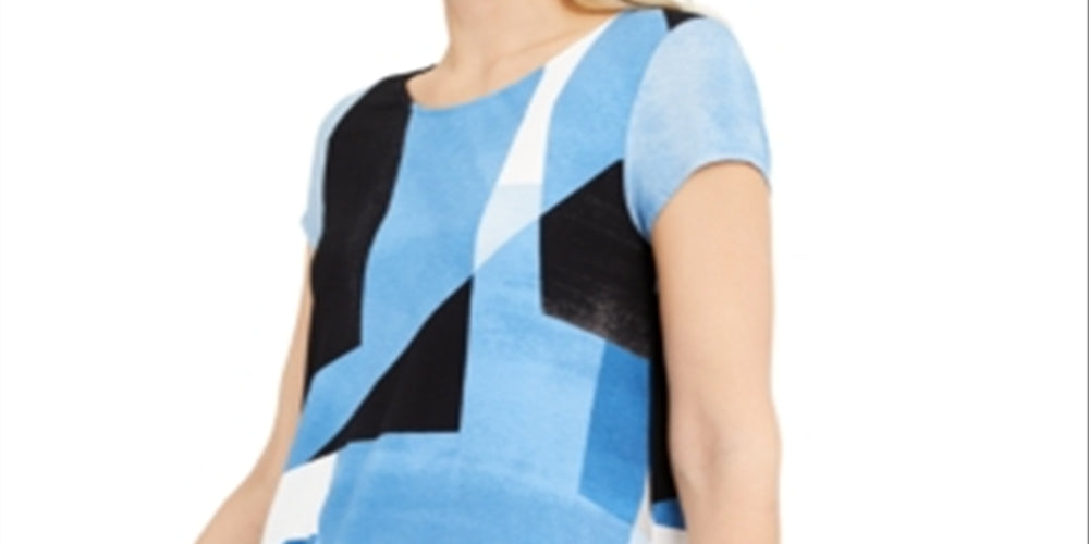 Alfani Women's Printed T-Shirt Blue Size X-Large