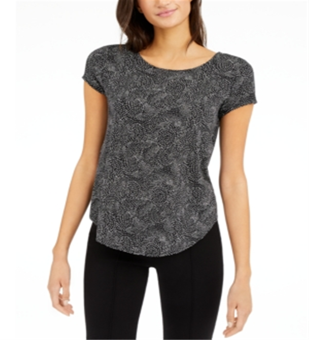 Alfani Women's Short Sleeve T-Shirt Top Black Size Large