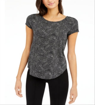Alfani Women's Short Sleeve T-Shirt Top Black Size Large