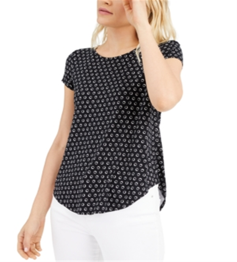 Alfani Women's Printed T-Shirt Black Size Large